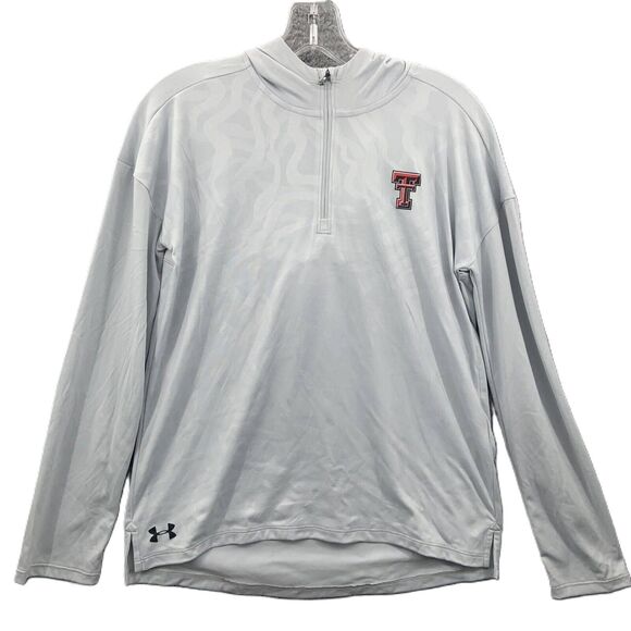 Under Armour Gray Quarter Zip Long Sleeve Embroidered Texas Tech Logo Pullover S - Picture 1 of 8